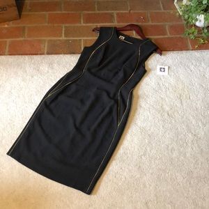 Anne Klein fitted LBD with gold zipper detail